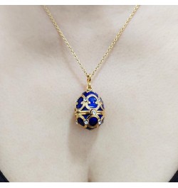 Faberge Egg Pendant Lucky Clover Necklace for Women, Gold Heart Locket Necklaces Birthday Gifts for Girls Wife & Mum Clover B...