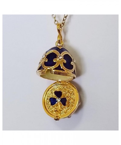 Faberge Egg Pendant Lucky Clover Necklace for Women, Gold Heart Locket Necklaces Birthday Gifts for Girls Wife & Mum Clover B...