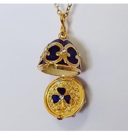 Faberge Egg Pendant Lucky Clover Necklace for Women, Gold Heart Locket Necklaces Birthday Gifts for Girls Wife & Mum Clover B...