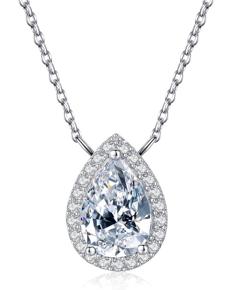 0.5 Carat-2 Carat Center Moissanite Pendant Necklaces for Women in 925 Sterling Silver, 1 Carat Center Moissanite Pendant Nec...