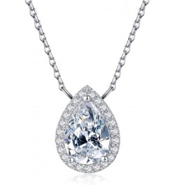 0.5 Carat-2 Carat Center Moissanite Pendant Necklaces for Women in 925 Sterling Silver, 1 Carat Center Moissanite Pendant Nec...