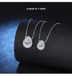 0.5 Carat-2 Carat Center Moissanite Pendant Necklaces for Women in 925 Sterling Silver, 1 Carat Center Moissanite Pendant Nec...