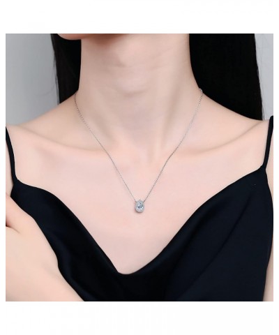 0.5 Carat-2 Carat Center Moissanite Pendant Necklaces for Women in 925 Sterling Silver, 1 Carat Center Moissanite Pendant Nec...