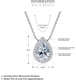 0.5 Carat-2 Carat Center Moissanite Pendant Necklaces for Women in 925 Sterling Silver, 1 Carat Center Moissanite Pendant Nec...