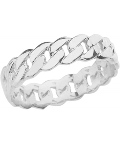 .925 Sterling Silver 5mm Wide Cuban Link Chain Band Celtic Fashion or Wedding Ring - Size 9-1/2 $18.19 Rings