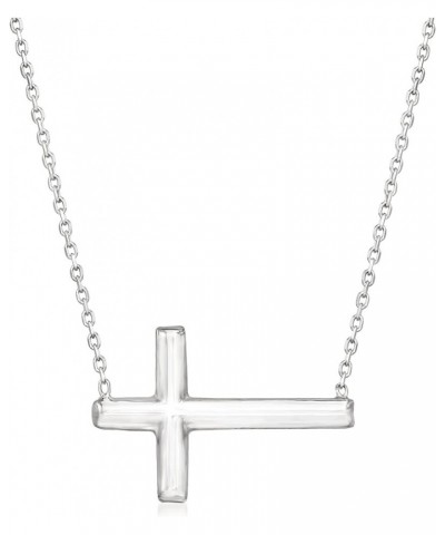 Italian Sterling Silver Sideways Cross Necklace 18.0 Inches $26.24 Necklaces