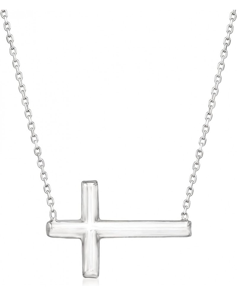 Italian Sterling Silver Sideways Cross Necklace 18.0 Inches $26.24 Necklaces