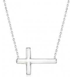 Italian Sterling Silver Sideways Cross Necklace 18.0 Inches $26.24 Necklaces