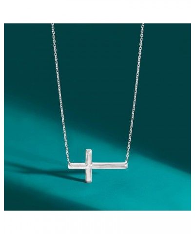 Italian Sterling Silver Sideways Cross Necklace 18.0 Inches $26.24 Necklaces