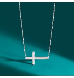 Italian Sterling Silver Sideways Cross Necklace 18.0 Inches $26.24 Necklaces