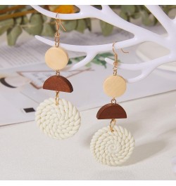 Polymer Clay Rattan Earring Handmade Woven Statement Boho Lightweight Drop Dangle Earrings Jewelry Gifts for Women Girls Whit...