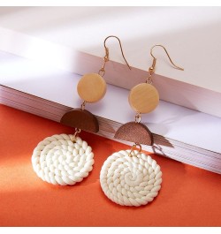 Polymer Clay Rattan Earring Handmade Woven Statement Boho Lightweight Drop Dangle Earrings Jewelry Gifts for Women Girls Whit...