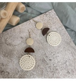 Polymer Clay Rattan Earring Handmade Woven Statement Boho Lightweight Drop Dangle Earrings Jewelry Gifts for Women Girls Whit...