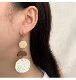 Polymer Clay Rattan Earring Handmade Woven Statement Boho Lightweight Drop Dangle Earrings Jewelry Gifts for Women Girls Whit...