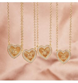 Dainty Heart Initial Pendant Necklace, 14K Gold Plated Initial Letter Necklaces for Women Teen Girls Alphabet A to Z Cute Let...