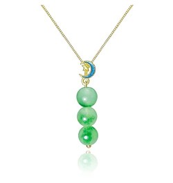 Jade Necklace for Women, Blue Pure Natural Stone Bead Handmade Necklace 18K Gold Plated Good Luck Jade Jewelry Necklace Handm...