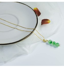 Jade Necklace for Women, Blue Pure Natural Stone Bead Handmade Necklace 18K Gold Plated Good Luck Jade Jewelry Necklace Handm...