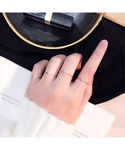 7 Pcs Set Knuckle Rings Minimalism 1mm Band Stacking Rings Size 4-10 Titanium Stainless Steel in Gold/Rose Gold/Silver/Black ...