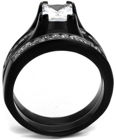 His and Her Black Plated Stainless Steel Bridal Ring Set and Titanium Wedding Band Women's Size 05 Men's Size 11 $21.86 Sets