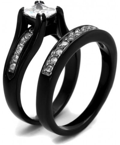 His and Her Black Plated Stainless Steel Bridal Ring Set and Titanium Wedding Band Women's Size 05 Men's Size 11 $21.86 Sets