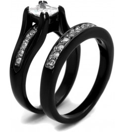 His and Her Black Plated Stainless Steel Bridal Ring Set and Titanium Wedding Band Women's Size 05 Men's Size 11 $21.86 Sets