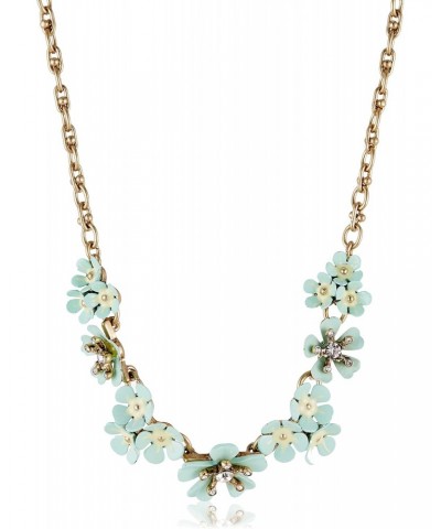 Women's 16 Inch Flower Frontal Gold Necklace, Sea Foam $13.67 Necklaces