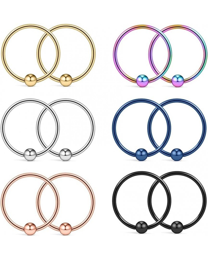 22G 10mm Nose Hoop Lip Eyebrow Tongue Helix Tragus Cartilage Septum Piercing Ring 2-12PCS 12PCS - Mix Color $7.64 Body Jewelry