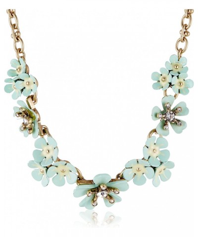 Women's 16 Inch Flower Frontal Gold Necklace, Sea Foam $13.67 Necklaces