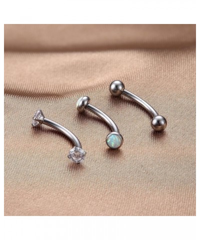 G23 Titanium 16G Eyebrow Piercing Jewelry Curved Barbell Piercing Ear Navel Belly Lip Ring Rook Piercing Piercing CZ Opal Bal...