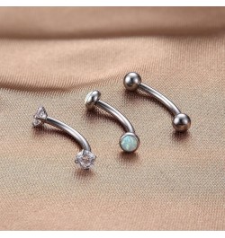 G23 Titanium 16G Eyebrow Piercing Jewelry Curved Barbell Piercing Ear Navel Belly Lip Ring Rook Piercing Piercing CZ Opal Bal...