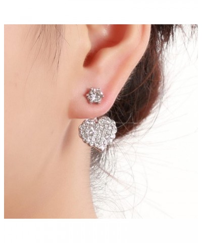 Rhinestone Stud Earrings Front Back Ear Jacket Earrings Heart Dangle Earrings Love Earrings for Women Girls Simple Ear Jacket...