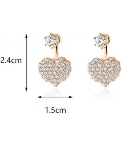 Rhinestone Stud Earrings Front Back Ear Jacket Earrings Heart Dangle Earrings Love Earrings for Women Girls Simple Ear Jacket...