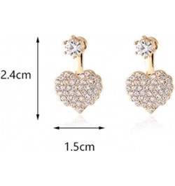 Rhinestone Stud Earrings Front Back Ear Jacket Earrings Heart Dangle Earrings Love Earrings for Women Girls Simple Ear Jacket...