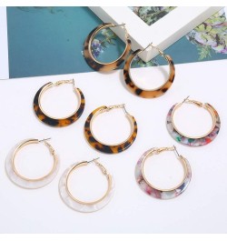 Acrylic Hoop Leopard Earrings Tortoise Resin Colorful Earrings Bohemia Statement Dangle Earring Studs for Women Girls Light B...