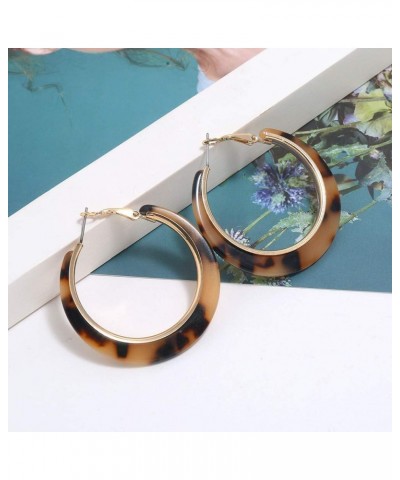 Acrylic Hoop Leopard Earrings Tortoise Resin Colorful Earrings Bohemia Statement Dangle Earring Studs for Women Girls Light B...