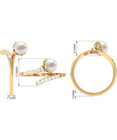 Freshwater Pearl Cocktail Ring, Freshwater Pearl Cocktail Wrap Ring, Pearl Wrap Ring with Diamond 14K Yellow Gold $249.48 Rings