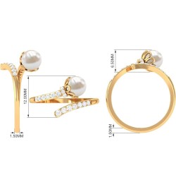 Freshwater Pearl Cocktail Ring, Freshwater Pearl Cocktail Wrap Ring, Pearl Wrap Ring with Diamond 14K Yellow Gold $249.48 Rings