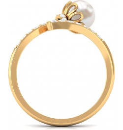 Freshwater Pearl Cocktail Ring, Freshwater Pearl Cocktail Wrap Ring, Pearl Wrap Ring with Diamond 14K Yellow Gold $249.48 Rings