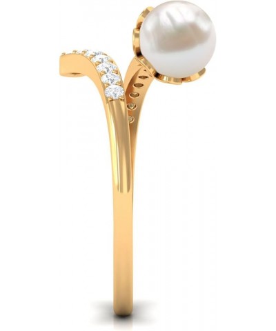 Freshwater Pearl Cocktail Ring, Freshwater Pearl Cocktail Wrap Ring, Pearl Wrap Ring with Diamond 14K Yellow Gold $249.48 Rings