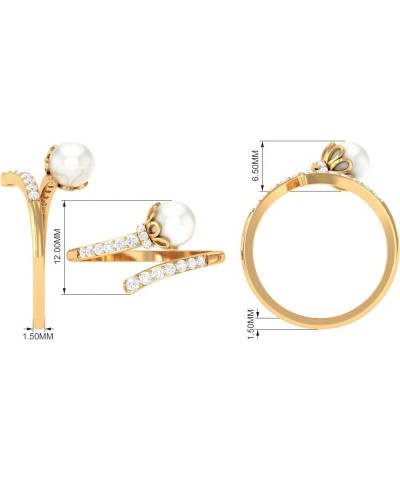 Freshwater Pearl Cocktail Ring, Freshwater Pearl Cocktail Wrap Ring, Pearl Wrap Ring with Diamond 14K Yellow Gold $249.48 Rings