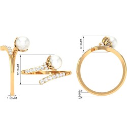 Freshwater Pearl Cocktail Ring, Freshwater Pearl Cocktail Wrap Ring, Pearl Wrap Ring with Diamond 14K Yellow Gold $249.48 Rings