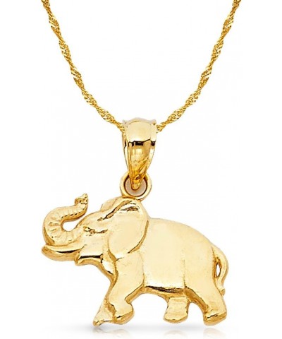 14K Yellow Gold Elephant Charm Pendant with 1.2mm Singapore Chain Necklace 24.0 Inches $87.74 Necklaces