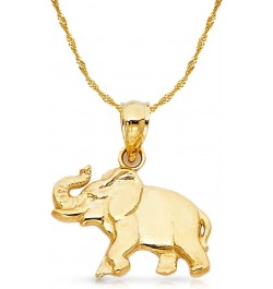 14K Yellow Gold Elephant Charm Pendant with 1.2mm Singapore Chain Necklace 24.0 Inches $87.74 Necklaces