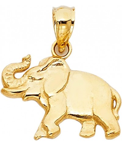 14K Yellow Gold Elephant Charm Pendant with 1.2mm Singapore Chain Necklace 24.0 Inches $87.74 Necklaces