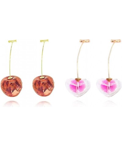 3D Lifelike Red Cherry Drop Earrings Cute Fruit Gold Dangle Earrings Charm Jewelry Gift Earrings for Women Girls Friend Red $...