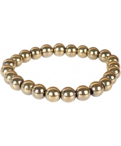 Natural Gemstone Round Beads Stretch Bracelet Healing Reiki 8-9mm Unisex Bracelet Golden Pyrite $9.78 Bracelets