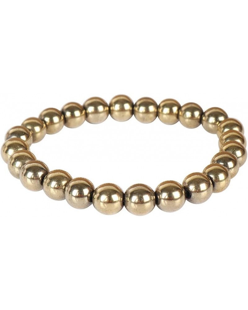 Natural Gemstone Round Beads Stretch Bracelet Healing Reiki 8-9mm Unisex Bracelet Golden Pyrite $9.78 Bracelets