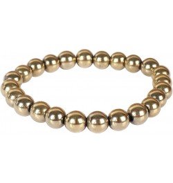 Natural Gemstone Round Beads Stretch Bracelet Healing Reiki 8-9mm Unisex Bracelet Golden Pyrite $9.78 Bracelets