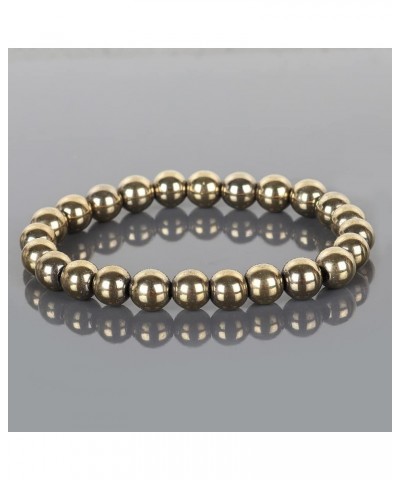 Natural Gemstone Round Beads Stretch Bracelet Healing Reiki 8-9mm Unisex Bracelet Golden Pyrite $9.78 Bracelets