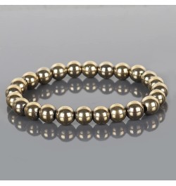 Natural Gemstone Round Beads Stretch Bracelet Healing Reiki 8-9mm Unisex Bracelet Golden Pyrite $9.78 Bracelets